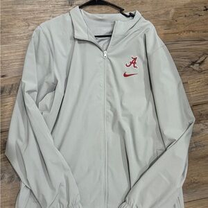Nike Alabama XL light gray jacket, windbreaker full zip pockets cuffed sleeves